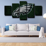 NFL Football Team Philadelphia Eagles Logo 5 Piece Canvas Wall Art Painting Wallpaper Poster Picture Print Photo Decor