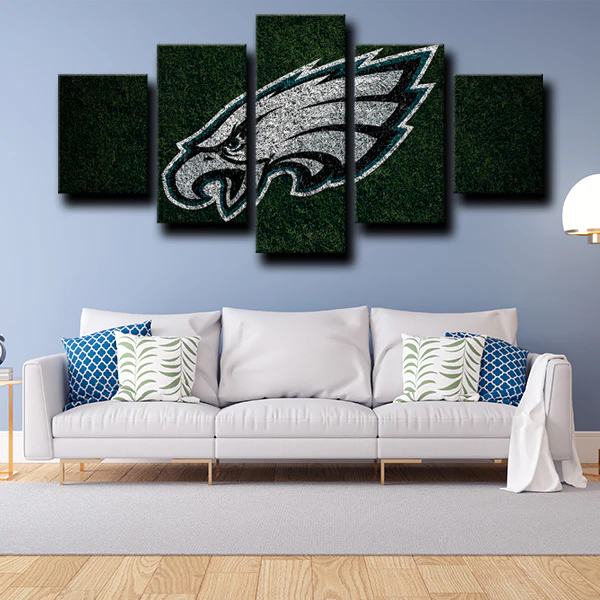NFL Football Team Philadelphia Eagles Logo 5 Piece Canvas Wall Art Painting Wallpaper Poster Picture Print Photo Decor