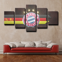 Bayern Munich Football Club Soccer Team Logo 5 Piece Canvas Wall Art Painting Wallpaper Poster Picture Print Photo Decor