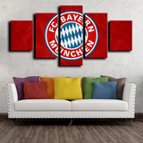 Bayern Munich Bundesliga Football Team Logo 5 Piece Canvas Wall Art Painting Wallpaper Poster Picture Print Photo Decor