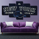 New York Yankees MLB Baseball Team Black Cap Logo 5 Piece Canvas Wall Art Painting Wallpaper Poster Picture Print Photo Decor
