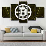 NHL Hockey Team Boston Bruins Logo 5 Piece Canvas Wall Art Painting Wallpaper Poster Picture Print Photo Decor