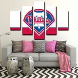 MLB Baseball Sports Team Philadelphia Phillies Logo 5 Piece Canvas Wall Art Painting Wallpaper Poster Picture Print Photo Decor