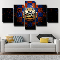 New York Mets MLB Baseball Team Creative Logo 5 Piece Canvas Wall Art Painting Wallpaper Poster Picture Print Photo Decor