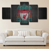 Liverpool FC Logo Premier League Football Team 5 Piece Canvas Wall Art Painting Wallpaper Poster Picture Print Photo Decor