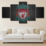Liverpool FC Logo Premier League Football Team 5 Piece Canvas Wall Art Painting Wallpaper Poster Picture Print Photo Decor