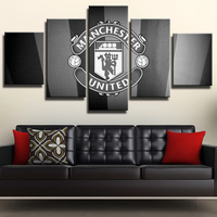 Manchester United FC Premier League Football Team Logo 5 Piece Canvas Wall Art Painting Wallpaper Poster Picture Print Photo Decor