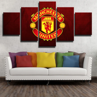 Manchester United The Red Devils Football Team Logo 5 Piece Canvas Wall Art Painting Wallpaper Poster Picture Print Photo Decor