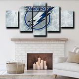 NHL Hockey Sports Team Tampa Bay Lightning Logo 5 Piece Canvas Wall Art Painting Wallpaper Poster Picture Print Photo Decor