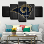 Los Angeles Rams Logo NFL Football Sports Team 5 Piece Canvas Wall Art Painting Wallpaper Poster Picture Print Photo Decor