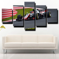 Formula 1 Race Car on Track Haas VF-18 Sports Car 5 Piece Canvas Wall Art Painting Wallpaper Poster Picture Print Photo Decor