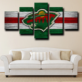 Minnesota Wild NHL Hockey Sports Team Logo 5 Piece Canvas Wall Art Painting Wallpaper Poster Picture Print Photo Decor