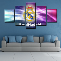 Real Madrid CF La Liga Team Colorful Logo 5 Piece Canvas Wall Art Painting Wallpaper Poster Picture Print Photo Decor