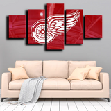 Detroit Red Wings NHL Sports Hockey Team Red Logo 5 Piece Canvas Wall Art Painting Wallpaper Poster Picture Print Photo Decor