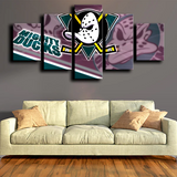 Anaheim Ducks Logo Crest NHL Hockey Sports Team 5 Piece Canvas Wall Art Painting Wallpaper Poster Picture Print Photo Decor