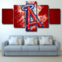 Los Angeles Angels MLB Baseball Team Logo 5 Piece Canvas Wall Art Painting Wallpaper Poster Picture Print Photo Decor