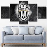 Serie A Football Club Juventus FC Soccer Team Logo 5 Piece Canvas Wall Art Painting Wallpaper Poster Picture Print Photo Decor