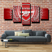 Premier League Team Arsenal FC Logo Red & White 5 Piece Canvas Wall Art Painting Wallpaper Poster Picture Print Photo Decor