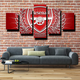 Premier League Team Arsenal FC Logo Red & White 5 Piece Canvas Wall Art Painting Wallpaper Poster Picture Print Photo Decor
