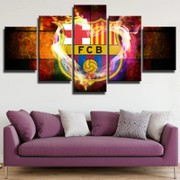 FC Barcelona La Liga Football Team Logo Heart 5 Piece Canvas Wall Art Painting Wallpaper Poster Picture Print Photo Decor