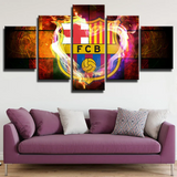 FC Barcelona La Liga Football Team Logo Heart 5 Piece Canvas Wall Art Painting Wallpaper Poster Picture Print Photo Decor