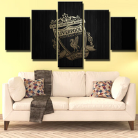 Premier League Football Team Liverpool FC Logo 5 Piece Canvas Wall Art Painting Wallpaper Poster Picture Print Photo Decor