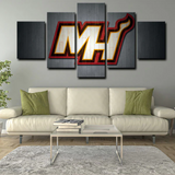 NBA Miami Heat Basketball Sports Team Logo 5 Piece Canvas Wall Art Painting Wallpaper Poster Picture Print Photo Decor