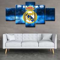 Real Madrid CF La Liga Football Team Logo 5 Piece Canvas Wall Art Painting Wallpaper Poster Picture Print Photo Decor