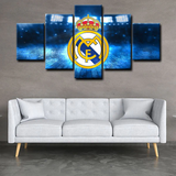 Real Madrid CF La Liga Football Team Logo 5 Piece Canvas Wall Art Painting Wallpaper Poster Picture Print Photo Decor