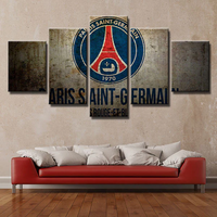 Paris Saint-Germain PSG Football Club Retro Logo 5 Piece Canvas Wall Art Painting Wallpaper Poster Picture Print Photo Decor