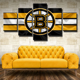 NHL Hockey Sports Team Boston Bruins Stripes Logo 5 Piece Canvas Wall Art Painting Wallpaper Poster Picture Print Photo Decor