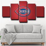 Cincinnati Reds Jays MLB Baseball Team Red Logo 5 Piece Canvas Wall Art Painting Wallpaper Poster Picture Print Photo Decor