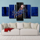 MLB Los Angeles Dodgers Logo Baseball Sports Team 5 Piece Canvas Wall Art Painting Wallpaper Poster Picture Print Photo Decor