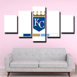 MLB Kansas City Royals Baseball Team White Logo 5 Piece Canvas Wall Art Painting Wallpaper Poster Picture Print Photo Decor