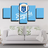 MLB Kansas City Royals Baseball Team Blue Logo 5 Piece Canvas Wall Art Painting Wallpaper Poster Picture Print Photo Decor