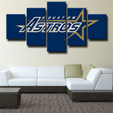 Houston Astros MLB Baseball Sports Team Blue Logo 5 Piece Canvas Wall Art Painting Wallpaper Poster Picture Print Photo Decor