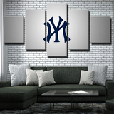 New York Yankees MLB Baseball Team Gray Logo 5 Piece Canvas Wall Art Painting Wallpaper Poster Picture Print Photo Decor