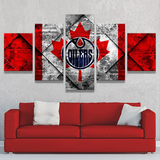 Edmonton Oilers NHL Hockey Sports Maple Leaf Logo 5 Piece Canvas Wall Art Painting Wallpaper Poster Picture Print Photo Decor