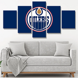 Edmonton Oilers NHL Hockey Sports Lce Blue Logo 5 Piece Canvas Wall Art Painting Wallpaper Poster Picture Print Photo Decor