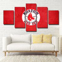 Boston Red Sox MLB Baseball Sports Team Red Logo 5 Piece Canvas Wall Art Painting Wallpaper Poster Picture Print Photo Decor