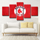 Boston Red Sox MLB Baseball Sports Team Red Logo 5 Piece Canvas Wall Art Painting Wallpaper Poster Picture Print Photo Decor