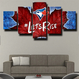 Toronto Blue Jays MLB Baseball Team Logo Maple Leaf 5 Piece Canvas Wall Art Painting Wallpaper Poster Picture Print Photo Decor