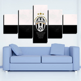 Juventus FC Italian Serie A Football Team Logo 5 Piece Canvas Wall Art Painting Wallpaper Poster Picture Print Photo Decor