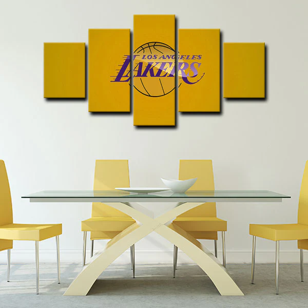 Los Angeles Lakers NBA Basketball Sports Team Logo 5 Piece Canvas Wall Art Painting Wallpaper Poster Picture Print Photo Decor