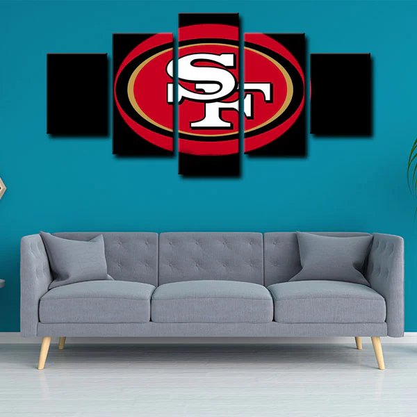 NFL Football Sports Team San Francisco 49ers Logo 5 Piece Canvas Wall ...