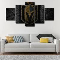 NHL Hockey Sports Vegas Golden Knights Team Logo 5 Piece Canvas Wall Art Painting Wallpaper Poster Picture Print Photo Decor