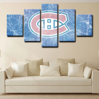 NHL Hockey Montreal Canadiens Sports Team Logo 5 Piece Canvas Wall Art Painting Wallpaper Poster Picture Print Photo Decor