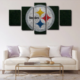 American NFL Football Team Pittsburgh Steelers Logo 5 Piece Canvas Wall Art Painting Wallpaper Poster Picture Print Photo Decor