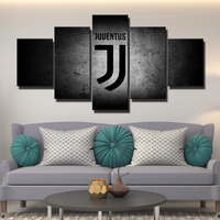 Juventus Serie A Football Club Soccer Team Logo 5 Piece Canvas Wall Art Painting Wallpaper Poster Picture Print Photo Decor