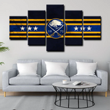 NHL Hockey Sports Team Buffalo Sabres Logo 5 Piece Canvas Wall Art Painting Wallpaper Poster Picture Print Photo Decor